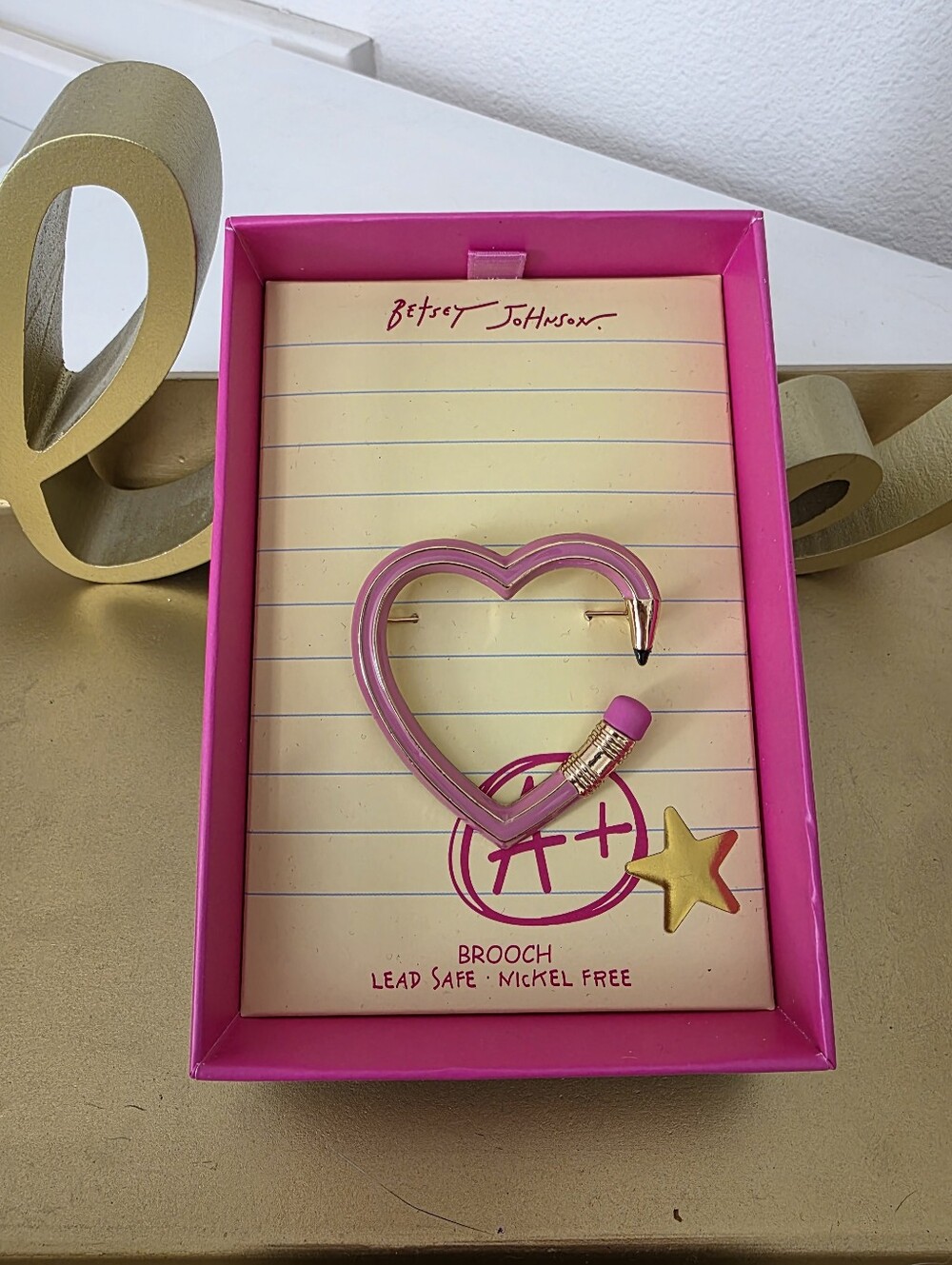 Betsey Johnson Pink Pencil Brooche